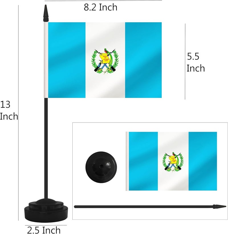 Yamiuo 2 Pack Guatemala Desk Flag Set, Guatemalan Desktop Small Miniature Table Office Flag with 12" Black Pole and Black Base, Offices, Classroom, Home, Festival Decoration (Guatemala) - Image 2